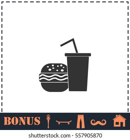 Fast food icon flat. Simple vector symbol and bonus icon