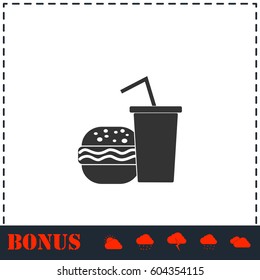 Fast food icon flat. Simple vector symbol and bonus icon