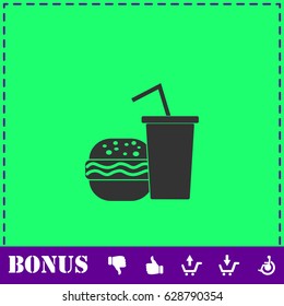 Fast food icon flat. Simple vector symbol and bonus icon