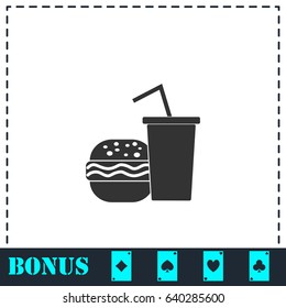 Fast food icon flat. Simple vector symbol and bonus icon