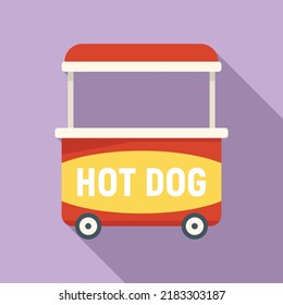 Fast food icon flat vector. Hot dog cart. Street kiosk