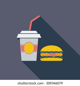 Fast food icon. Flat vector related icon with long shadow for web and mobile applications. It can be used as - logo, pictogram, icon, infographic element. Vector Illustration.