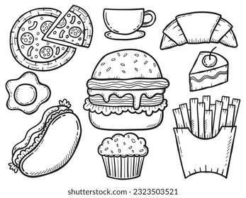 fast food icon free hand drawing