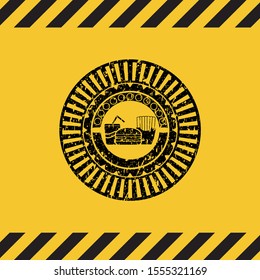 fast food icon grunge warning sign emblem. Vector Illustration. Detailed.