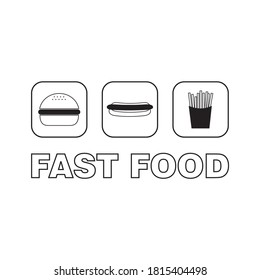 Fast food icon, for hamburger, french fries and hot dog