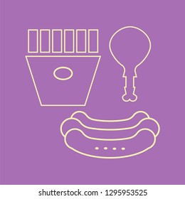 fast food icon. hot dog, french fries and fried chicken leg. vector illustration