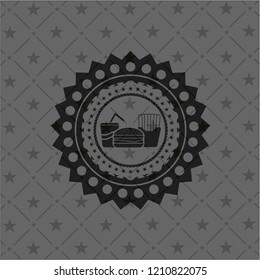 fast food icon inside black badge