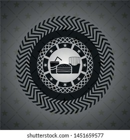 fast food icon inside black badge