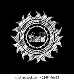 fast food icon inside chalk emblem. 