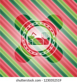 fast food icon inside christmas emblem background.