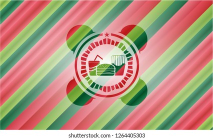 fast food icon inside christmas badge.