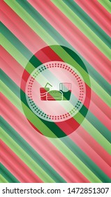 fast food icon inside christmas badge.