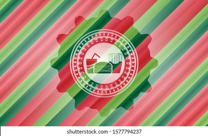 fast food icon inside christmas emblem.