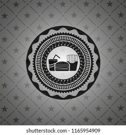 fast food icon inside dark badge