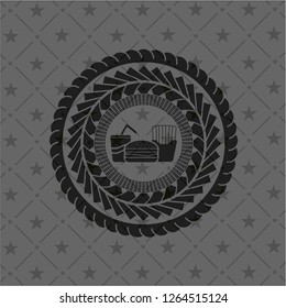 fast food icon inside dark badge or emblem