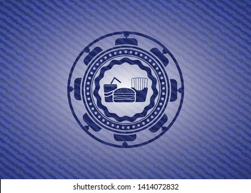 fast food icon inside denim background