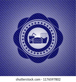 fast food icon inside emblem with jean high quality background