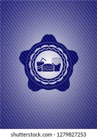 fast food icon inside emblem with denim high quality background