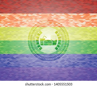 fast food icon inside lgbt colors emblem 