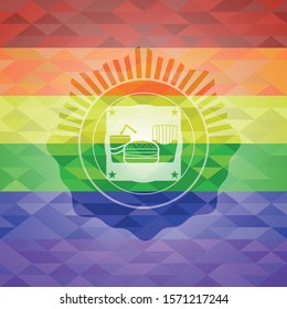 fast food icon inside lgbt colors emblem 