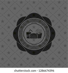 fast food icon inside realistic black emblem