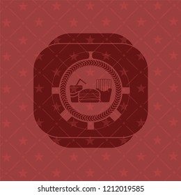 fast food icon inside red emblem