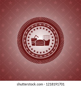 fast food icon inside red emblem