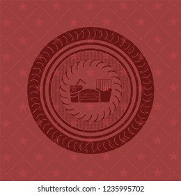 fast food icon inside red icon or emblem