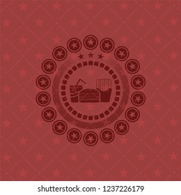 fast food icon inside red emblem