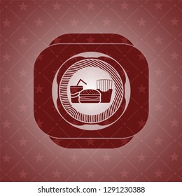 fast food icon inside red emblem
