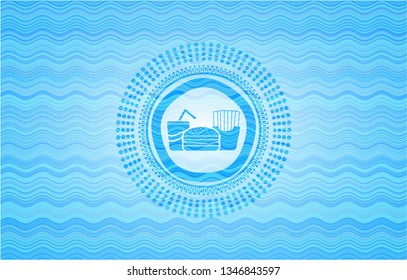 fast food icon inside water representation emblem.