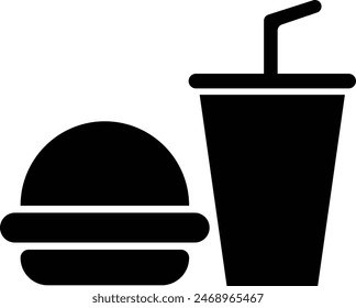Fast food icon isolated on white background . Hamburger and drink icon vector. 