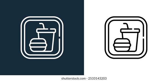 ícone fast food isolado em cores brancas e pretas. fast food contorno linear ícone vetor da coleção wayfind para aplicativos móveis, web e ui.