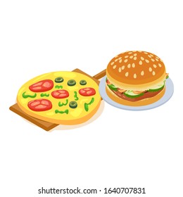 Fast food icon. Isometric illustration of fast food vector icon for web