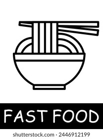 Fast food icon. Junk food, instant noodles, high percentage of fat, calories, allure of fast, flavorful meals despite their negative health implications. Fast, tasty but unhealthy food concept.