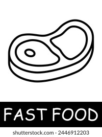 Fast food icon. Junk food, steak, meat, high percentage of fat, calories, allure of fast, flavorful meals despite their negative health implications. Fast, tasty but unhealthy food concept.