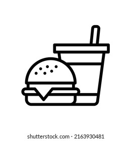 Fast Food Icon. Line Art Style Design Isolated On White Background