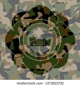 fast food icon on camo texture