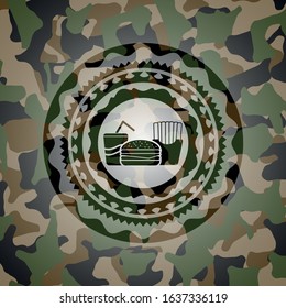 fast food icon on camo texture