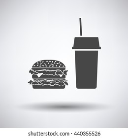 Fast food icon on gray background, round shadow. Vector illustration.