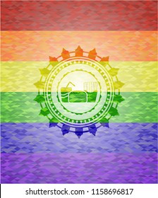 fast food icon on mosaic background with the colors of the LGBT flag