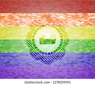 fast food icon on mosaic background with the colors of the LGBT flag