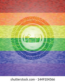 fast food icon on mosaic background with the colors of the LGBT flag