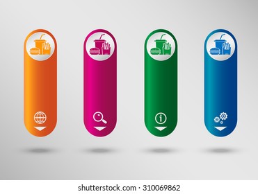 Fast food icon  on vertical infographic design template, can be used for workflow layout, web design. 