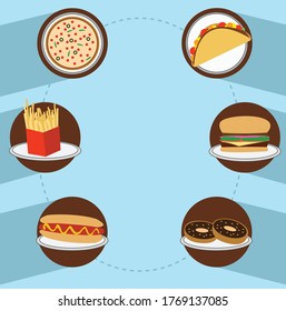 Fast food icon options with space in the middle