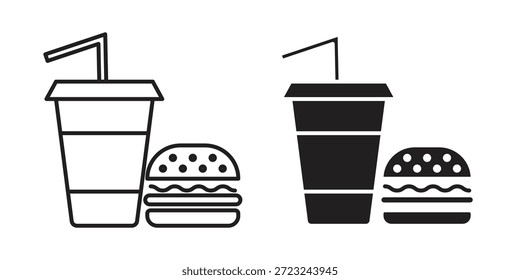 Esquema de ícono de comida rápida y signo de Vector sólido, pictogramas lineales