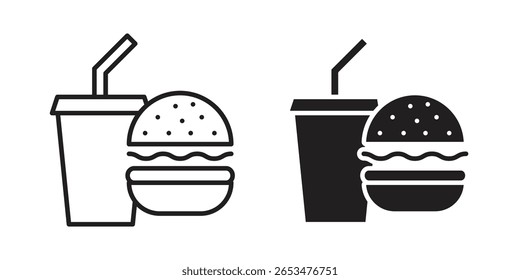Fast food icon, outline vector sign, linear and solid style pictogram isolated on white.