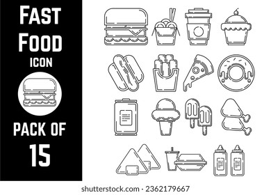 Fast Food icon pack bundle lineart vector template