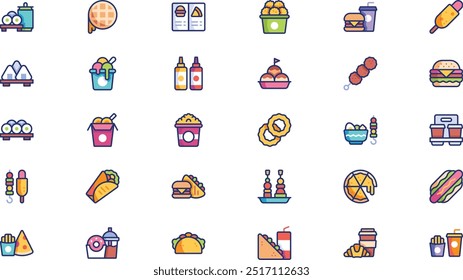 Fast food icon pack High-Quality Vector Icons Collection with Editable Stroke. Ideal for Professional and Creative Projects.