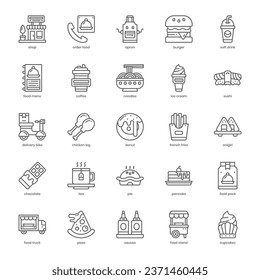 Fast Food icon pack for your website design, logo, app, and user interface. Fast Food icon outline design. Vector graphics illustration and editable stroke.